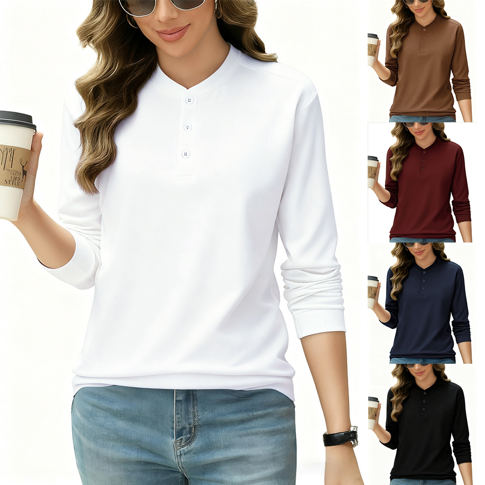 2026 NEW Solid Cotton Henley S - Undershirt Crew Neck avis et prix