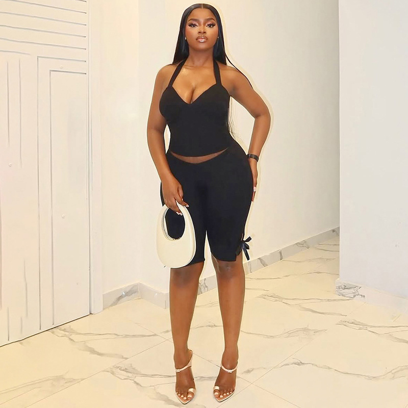 Women Solid 2 Piece Set Summer - Suspender Tank Top avis et prix