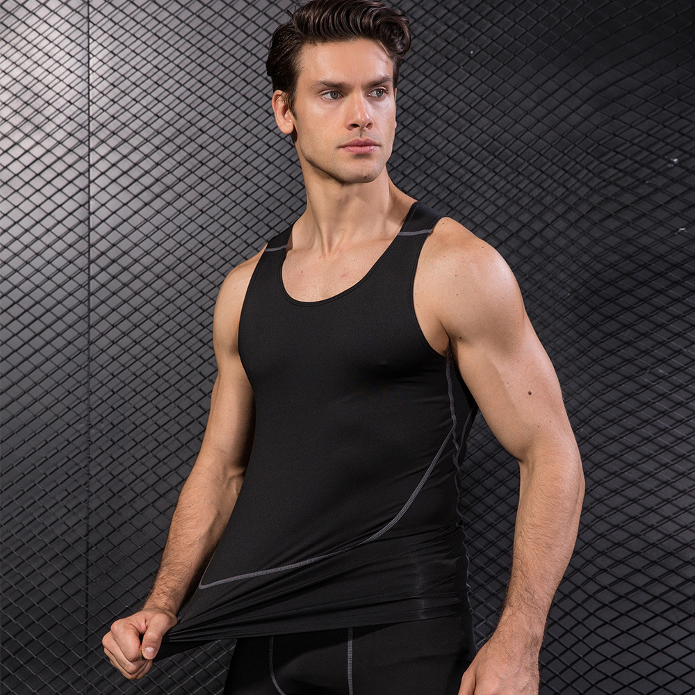 Men Black Sport Skinny Vest Ti - T Shirt Tight Fit avis et prix