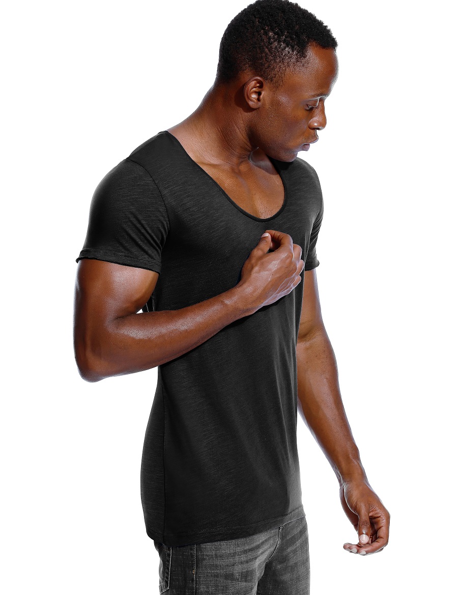 Scoop Neck T Shirt for Men Low - Undershirt Crew Neck avis et prix