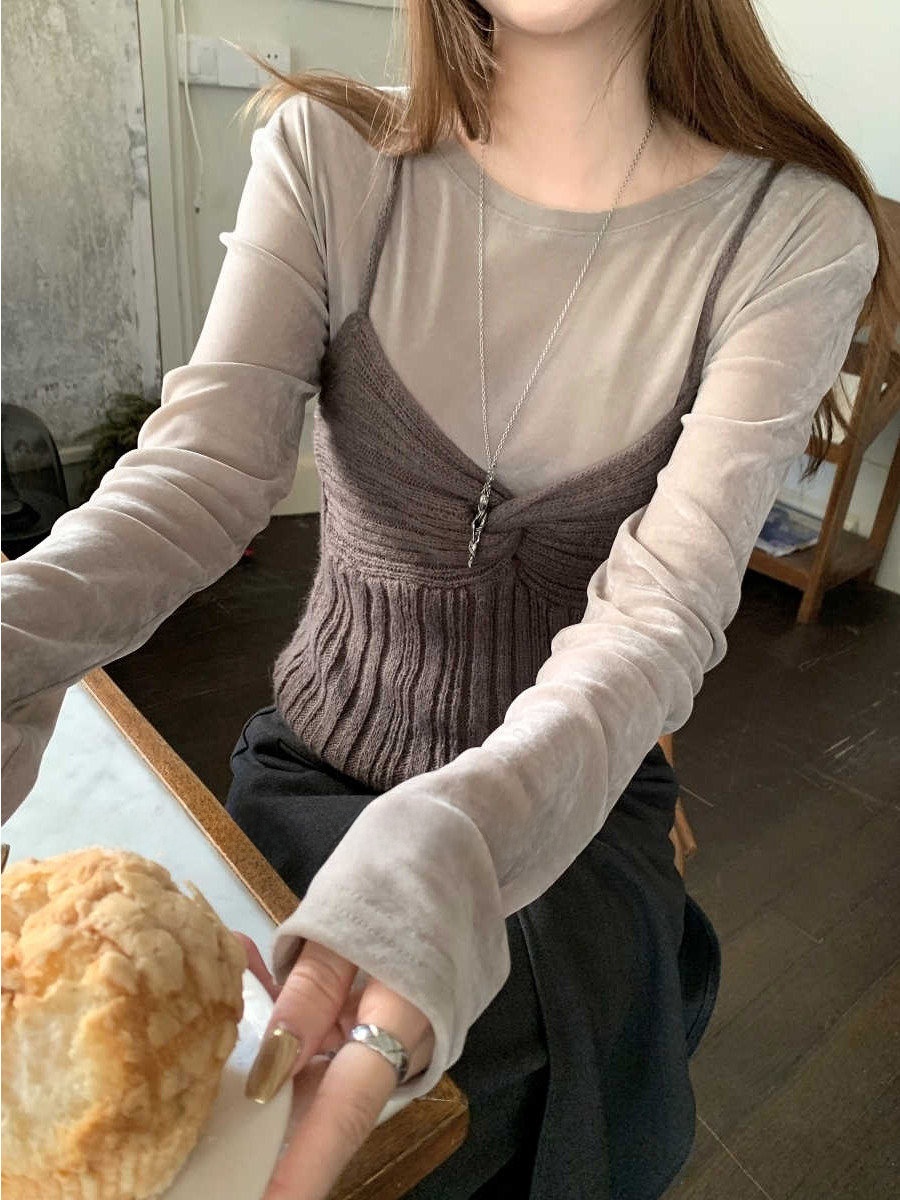 Korean Ambient Knitted Long Sv - Base Layer Top avis et prix