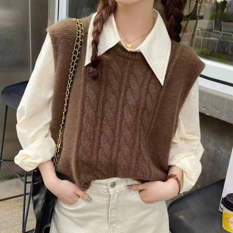 2025 New O-Neck Knitted Vest W - Sleeveless Undershirt avis et prix