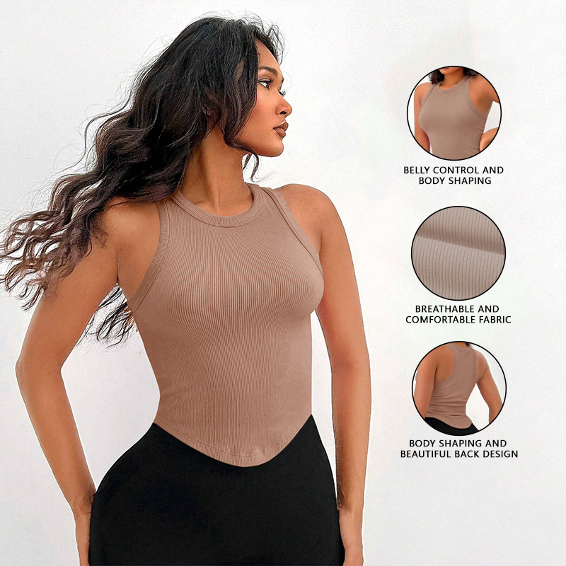 Womens Ribbed Racerback Curved - Tank Top Ribbed avis et prix