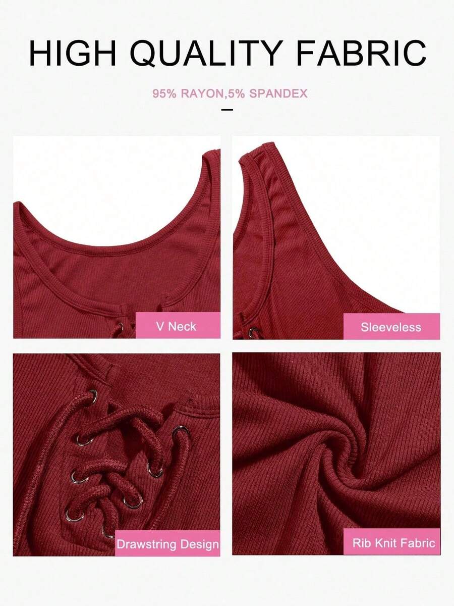 Womens V-Neck Sleeveless Ribbe - Tank Top Ribbed avis et prix