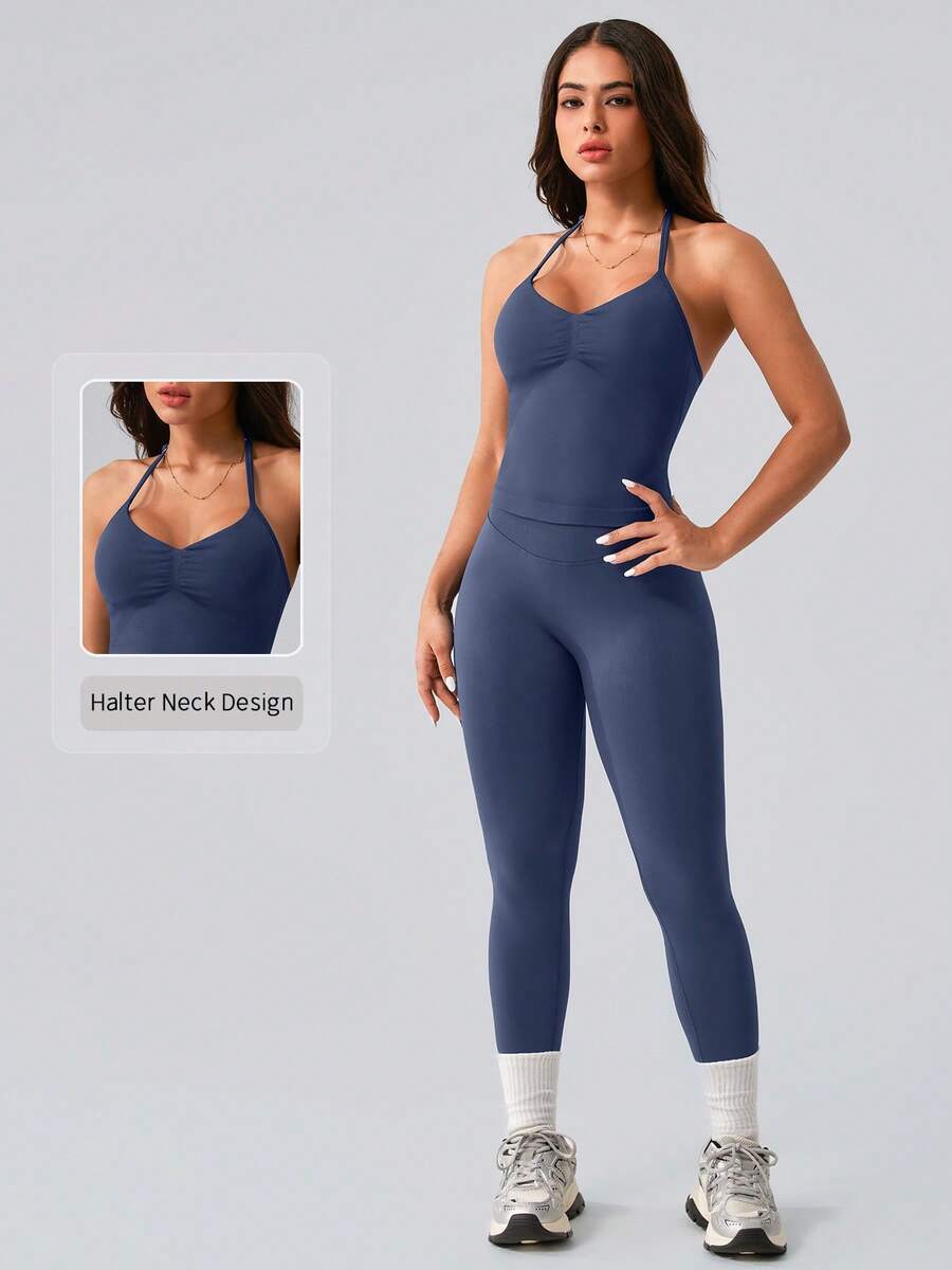 Womens Halter Neck Yoga Set Ri - Tank Top Ribbed avis et prix