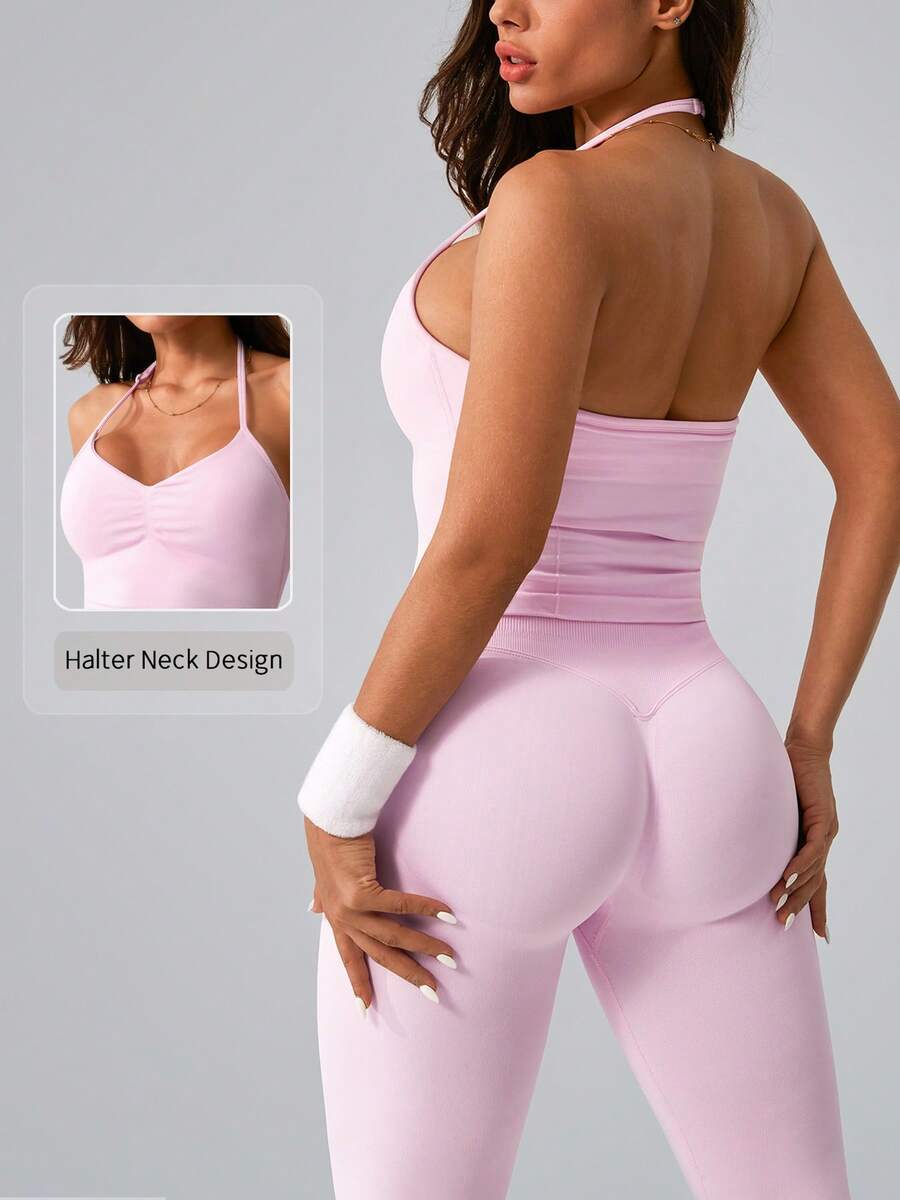 Womens Halter Neck Yoga Set Ri - Tank Top Ribbed avis et prix