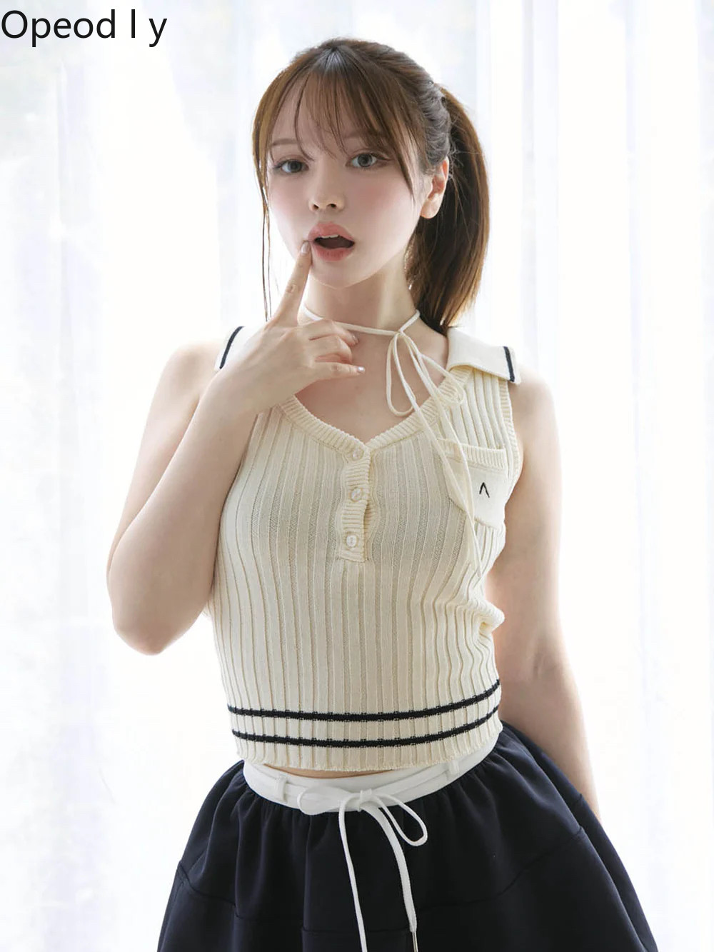 Japanese Sweet Lapel Twist V-n - Suspender Tank Top avis et prix