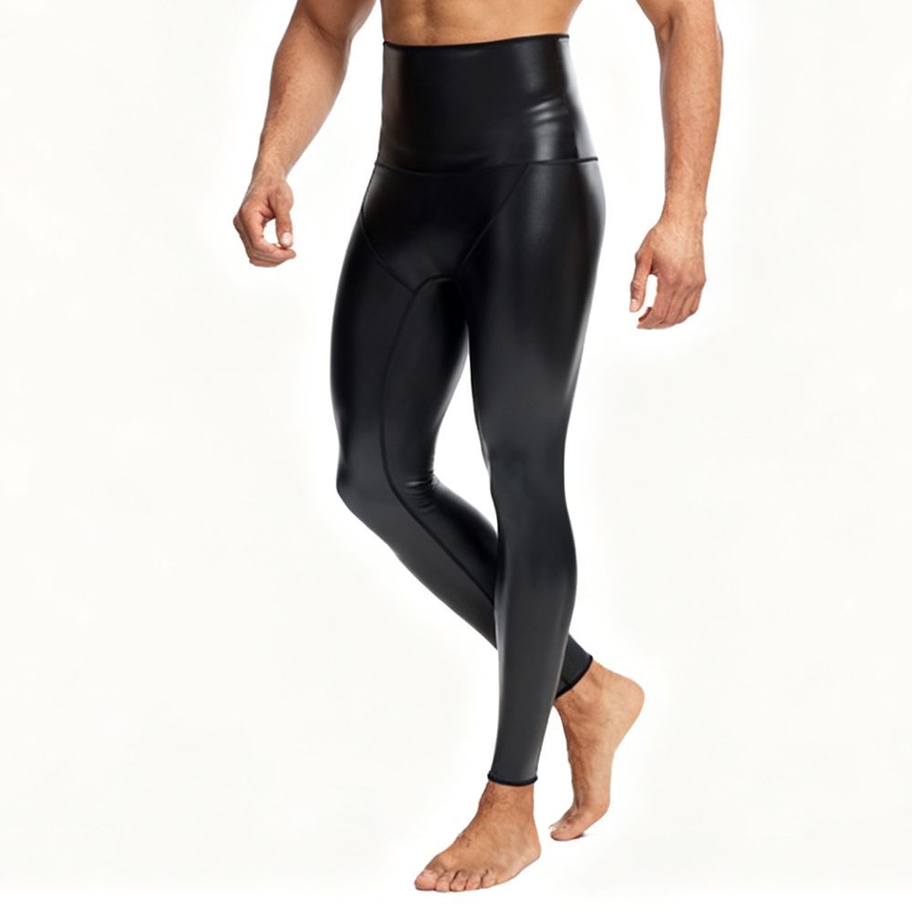 Sexy Men PU Leather Long Pants - Compression Long Pant avis et prix