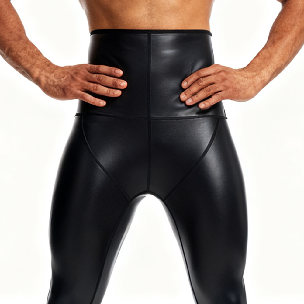 Sexy Men PU Leather Long Pants - Compression Long Pant avis et prix