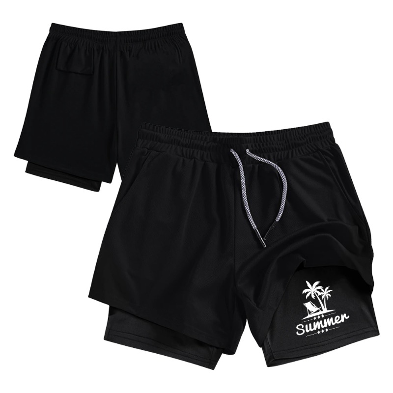 Summer Men's Double Layer Runn - Compression Shorts Athletes avis et prix