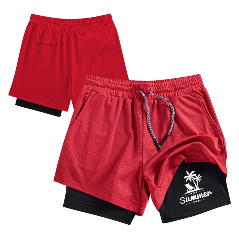 Summer Men's Double Layer Runn - Compression Shorts Athletes avis et prix
