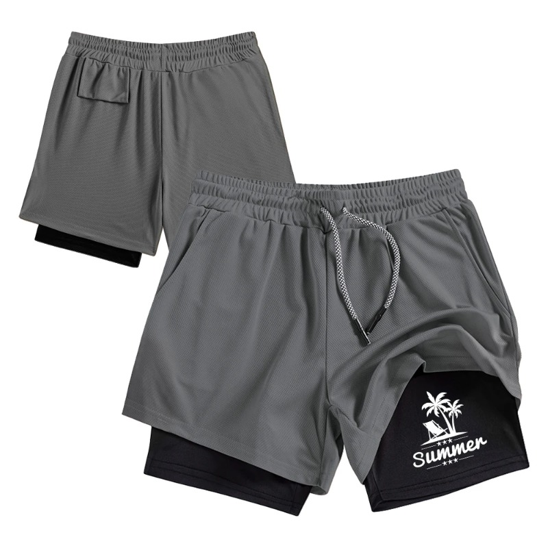 Summer Men's Double Layer Runn - Compression Shorts Athletes avis et prix