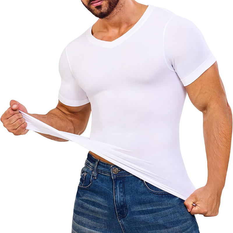 Men V Neck Compression Shirts  - Undershirt Crew Neck avis et prix