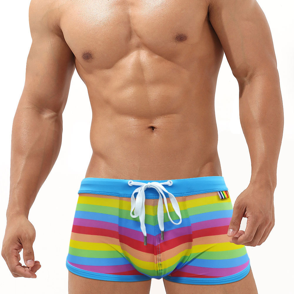 Rainbow Striped Men's Swimming - Trunk Breathable Men avis et prix