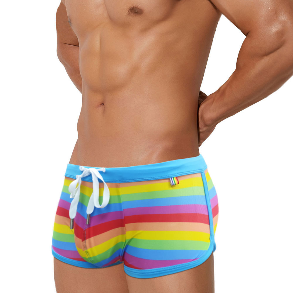 Rainbow Striped Men's Swimming - Trunk Breathable Men avis et prix