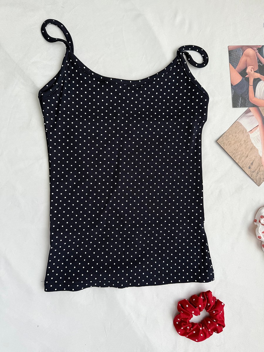 Navy Dot Ribbed Shorts Sets Wo - Tank Top Ribbed avis et prix