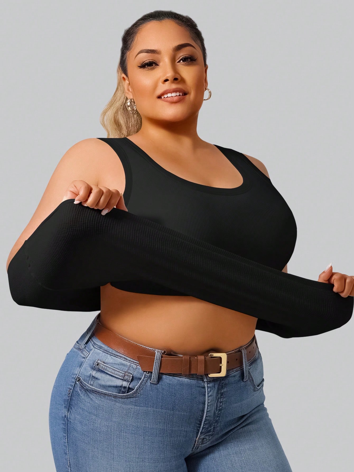 Plus Size Women's High Stretch - Tank Top Ribbed avis et prix