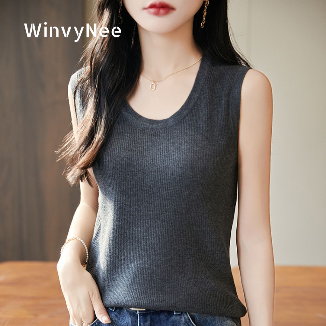 WinvyNee Women Deep Crew Neck  - Tank Top Ribbed avis et prix